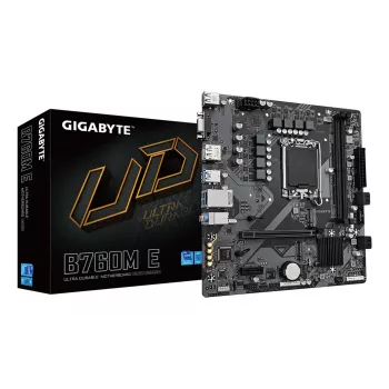 GIGABYTE B760M E Płyta Główna - Obsługuje procesory Intel Core 14. generacji, 6+1+1 faz VRM, do 7200MHz DDR5 (OC), 2xPCIe 4.0 M.2, 1 GbE LAN, USB 3.2 Gen 1