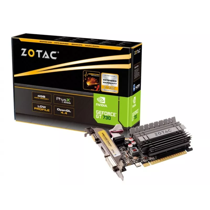 Karta graficzna ZOTAC Force 4GB GT730 PCI-E 2.0 x16 DVI/HDMI/VGA 902MHz 2560x1600