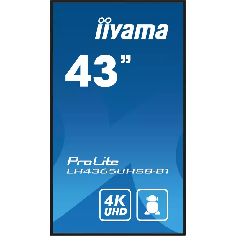 iiyama LH4365UHSB-B1 Wyświetlacz reklamowy w obudowie kiosku 108 cm (42,5 cala) LED Wi-Fi 800 cd/m² 4K Ultra HD Czarny Wbudowany procesor Android 11 24/7