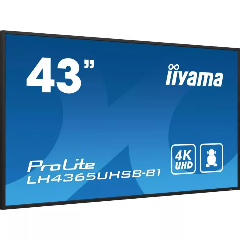 iiyama LH4365UHSB-B1 Wyświetlacz reklamowy w obudowie kiosku 108 cm (42,5 cala) LED Wi-Fi 800 cd/m² 4K Ultra HD Czarny Wbudowany procesor Android 11 24/7