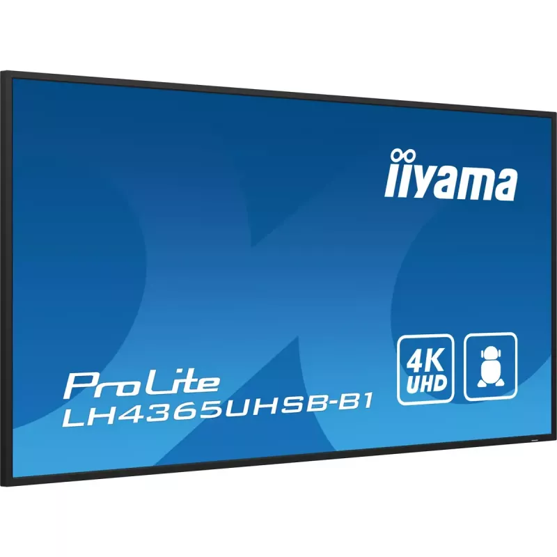 iiyama LH4365UHSB-B1 Wyświetlacz reklamowy w obudowie kiosku 108 cm (42,5 cala) LED Wi-Fi 800 cd/m² 4K Ultra HD Czarny Wbudowany procesor Android 11 24/7