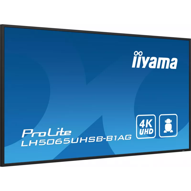 iiyama LH5065UHSB-B1AG Wyświetlacz reklamowy Digital signage panel płaski 125,7 cm (49,5 cala) LCD Wi-Fi 800 cd/m² 4K Ultra HD Czarny Wbudowany procesor Android 11 24/7