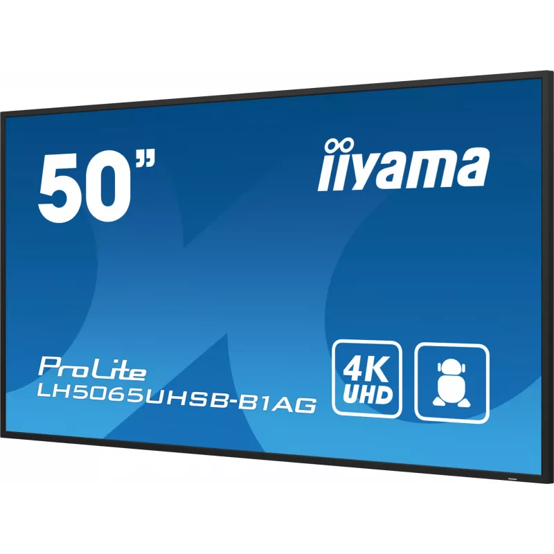 iiyama LH5065UHSB-B1AG Wyświetlacz reklamowy Digital signage panel płaski 125,7 cm (49,5 cala) LCD Wi-Fi 800 cd/m² 4K Ultra HD Czarny Wbudowany procesor Android 11 24/7