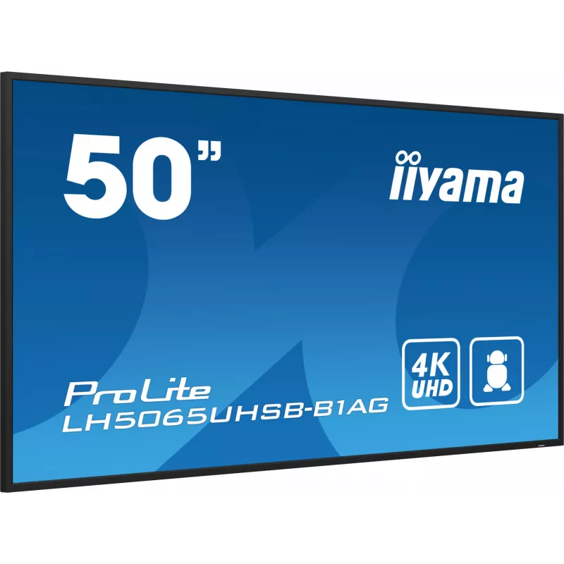 iiyama LH5065UHSB-B1AG Wyświetlacz reklamowy Digital signage panel płaski 125,7 cm (49,5 cala) LCD Wi-Fi 800 cd/m² 4K Ultra HD Czarny Wbudowany procesor Android 11 24/7