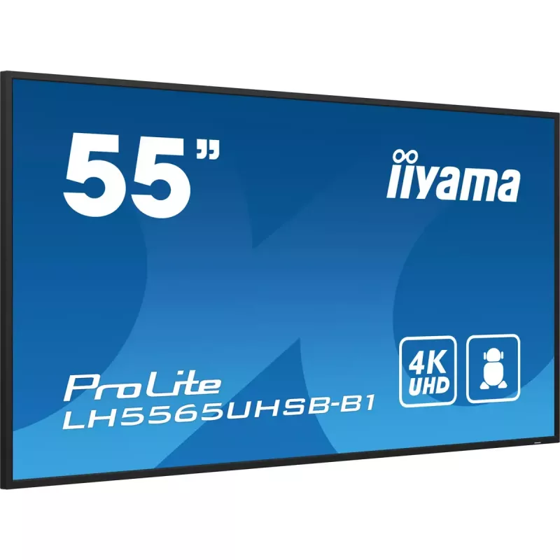 iiyama LH5565UHSB-B1 Wyświetlacz reklamowy w obudowie kiosku 138,7 cm (54,6 cala) LED Wi-Fi 800 cd/m² 4K Ultra HD Czarny Wbudowany procesor Android 11 24/7