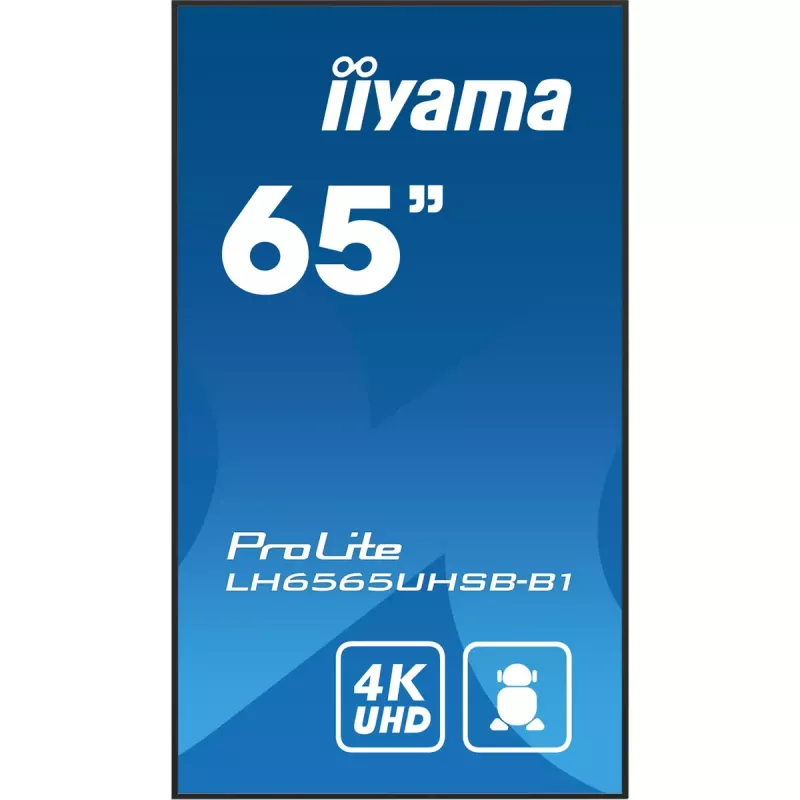iiyama LH6565UHSB-B1 Wyświetlacz reklamowy w obudowie kiosku 163,8 cm (64,5 cala) LED Wi-Fi 800 cd/m² 4K Ultra HD Czarny Wbudowany procesor Android 11 24/7
