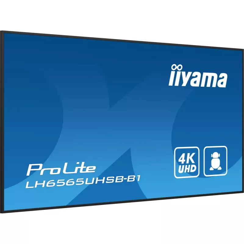 iiyama LH6565UHSB-B1 Wyświetlacz reklamowy w obudowie kiosku 163,8 cm (64,5 cala) LED Wi-Fi 800 cd/m² 4K Ultra HD Czarny Wbudowany procesor Android 11 24/7