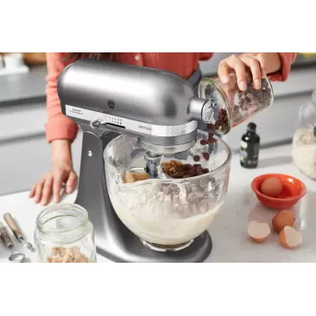 Mikser stojący KITCHENAID ARTISAN 5KSM185PS — 300 W, misa ze stali nierdzewnej 4,8 l, 10 prędkości, srebrny