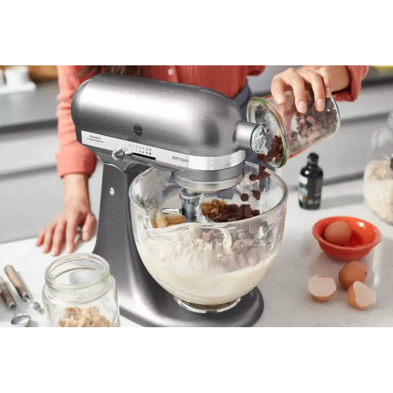 Mikser stojący KITCHENAID ARTISAN 5KSM185PS — 300 W, misa ze stali nierdzewnej 4,8 l, 10 prędkości, srebrny