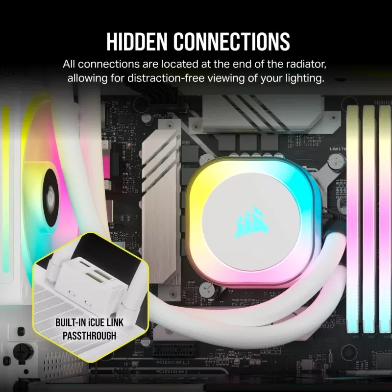 CORSAIR CPU Cooler - Icue Link H100I RGB Aio Liquid Cooler - biały