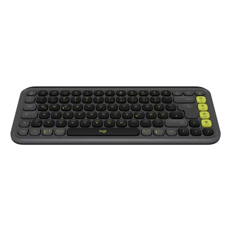 LOGITECH Klawiatura bezprzewodowa - Pop Icon Keys - grafitowo-zielona Qwertz niemiecka