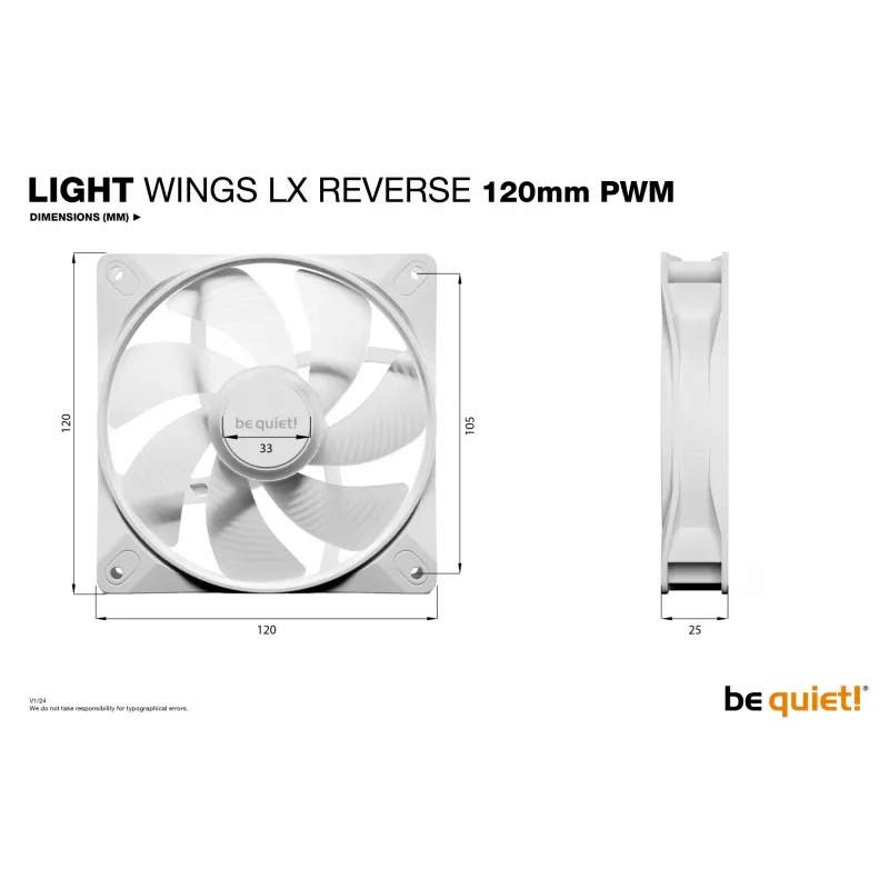 be quiet! Light Wings LX 120 mm PWM Reverse White Wentylator do obudowy komputera 12 cm 1 szt.