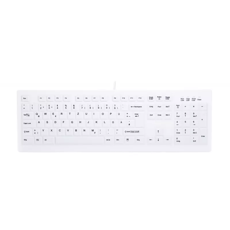 Klawiatura medyczna Contour Design Active Key Contour ClassicClean z wyjmowaną osłoną, pełnowymiarowa, przewodowa, biała, DE C8100