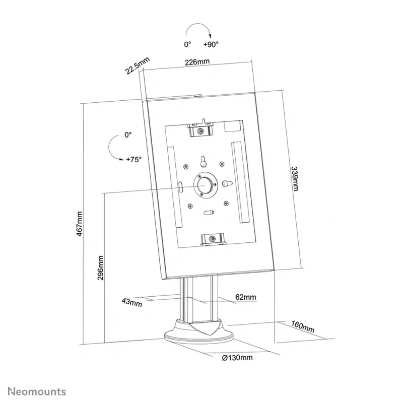Neomounts DS15-640WH1 Uchwyt na tablet na biurko 9,7-11 cala - z blokadą