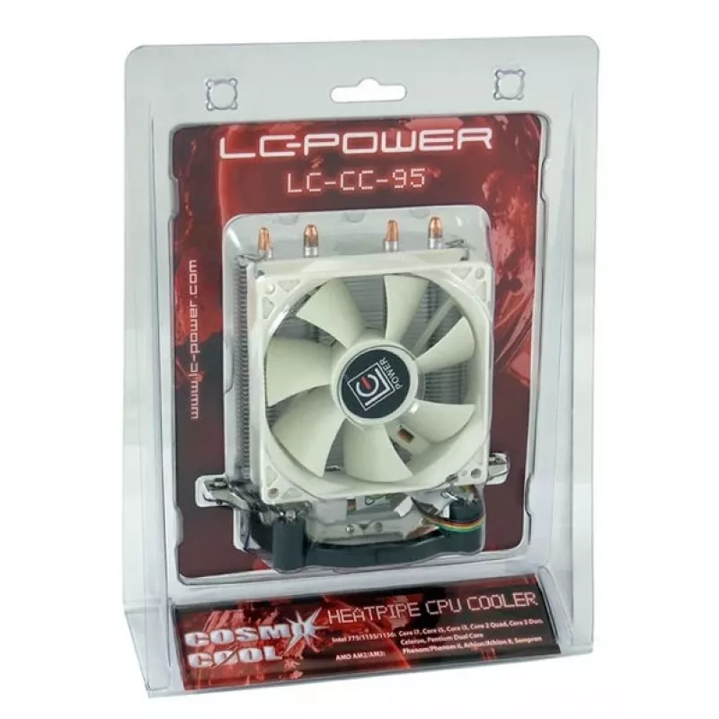 Cooler LC-Power LC-CC-95 Układ chłodzenia procesora 9,2 cm srebrny biały