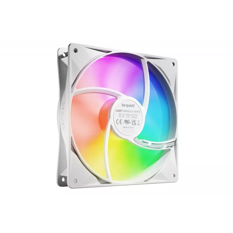 bequiet! LIGHT WINGS LX 140mm PWM 3-Pack Biały — wentylatory 140×25 mm, 1200 RPM, 95 m³/h, diody RGB