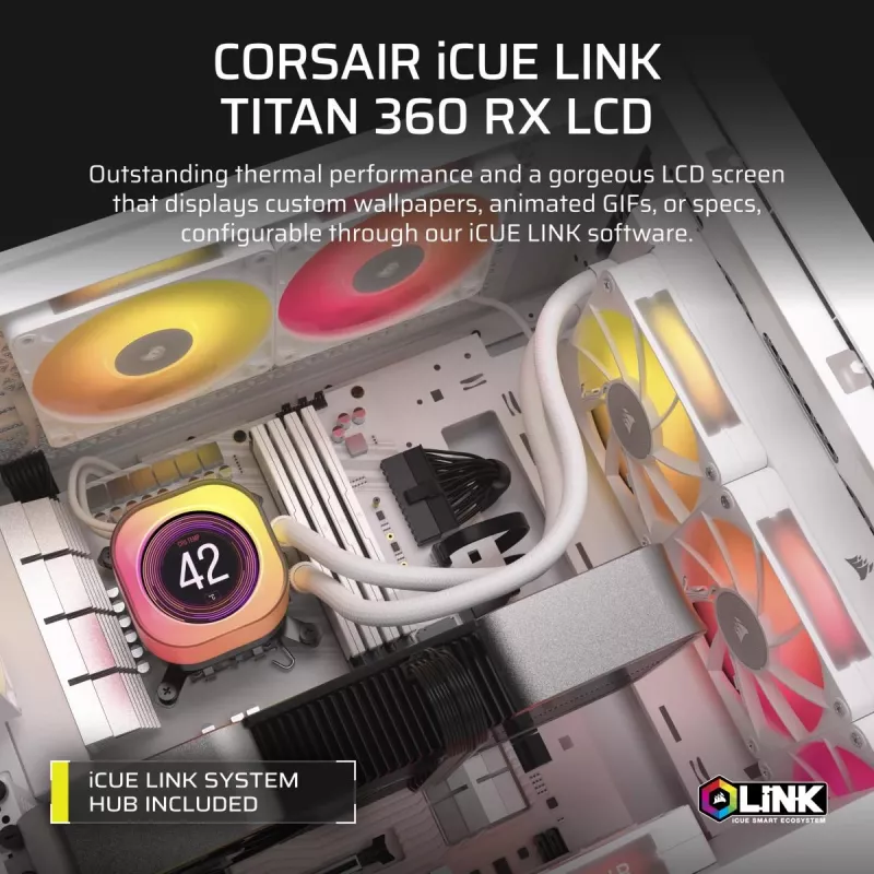 Chłodzenie procesora CORSAIR - Icue Link Titan 360 Rx LCD chłodzenie cieczą