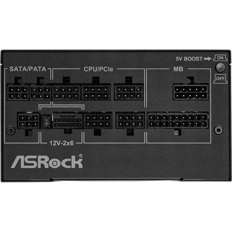 Zasilacz ASRock Phantom Gaming PG-1000G 750 W, ATX 20+4 pin, 80 PLUS Gold, wentylator 135 mm, w pełni modułowy, czarny