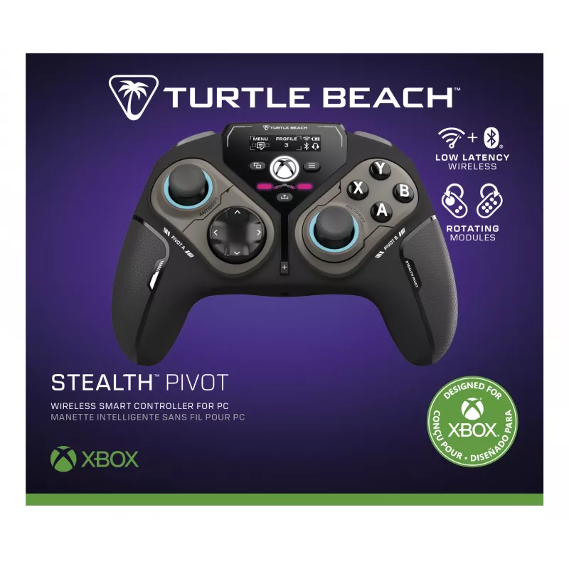 Bezprzewodowy inteligentny kontroler do gier Turtle Beach Stealth Pivot z obrotowymi modułami, wyświetlaczem, drążkami hallotronowymi, programowalnymi przyciskami na PC, Xbox Series X|S i Xbox One