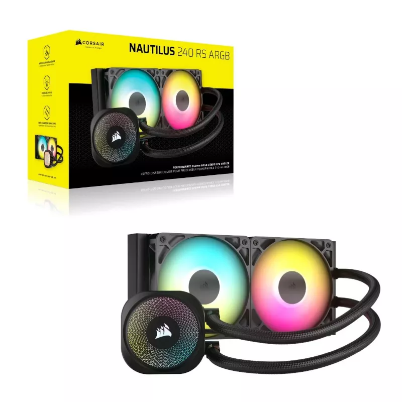 CORSAIR Nautilus 240 Rs ArGB Chłodzenie cieczą procesora typu All-in-one Czarny