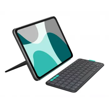 Etui z klawiaturą Logitech Flip Folio QWERTZ niemiecka dla iPad Pro/Air 11 cali, Bluetooth, grafitowe, bateria 90 mAh