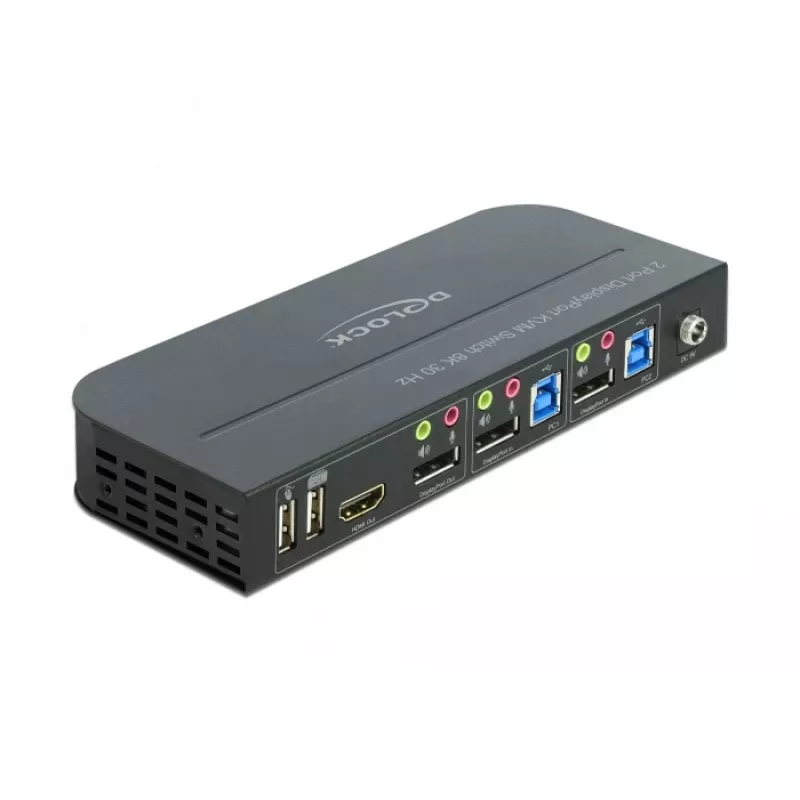 DELOCK Przełącznik KVM DisplayPort 1.4 8K 30Hz USB 3.0 + Audio