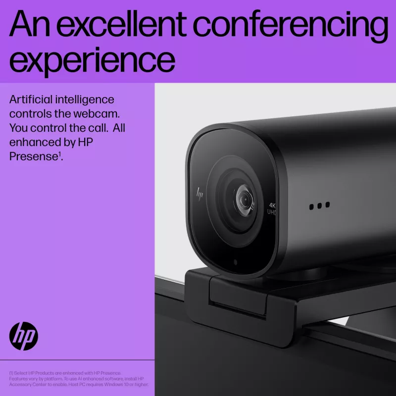Kamera internetowa HP 965 4K Streaming Webcam, 8 MP, 3840 x 2160 pikseli, Full HD, 60 kl./s, 1280x720@30kl./s, 1280x720@60kl./s, 1920x1080@30kl./s, 1920x1080@60kl./s, 3840x2160@30kl./s, USB