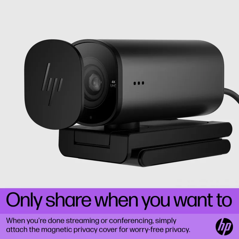 Kamera internetowa HP 965 4K Streaming Webcam, 8 MP, 3840 x 2160 pikseli, Full HD, 60 kl./s, 1280x720@30kl./s, 1280x720@60kl./s, 1920x1080@30kl./s, 1920x1080@60kl./s, 3840x2160@30kl./s, USB