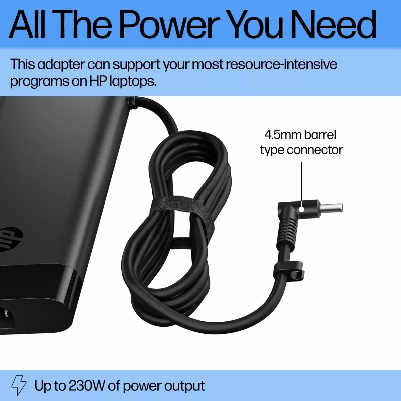 HP 230W Smart AC Adapter, laptop, do użytku wewnątrz pomieszczeń, 115 V, 47–63 Hz, 230 W, 19,5 V