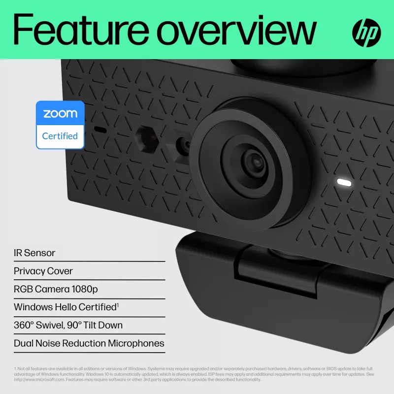 Kamera internetowa HP 620 FHD, 4 MP, 1920 x 1080 pikseli, Full HD, 60 kl./s, 720p, 1080p, 5x