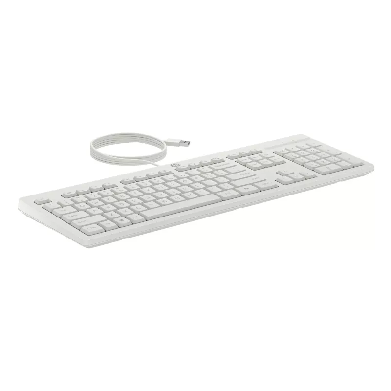 Kombinacja myszy i klawiatury przewodowej HP 225, pełnowymiarowa (100%), przewodowa, USB, biała, mysz w zestawie