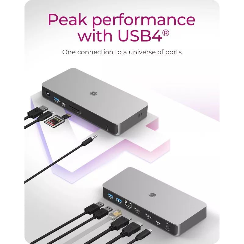 ICY BOX 10-w-1 Stacja dokująca USB4 Type-C z podwójnym wyjściem wideo