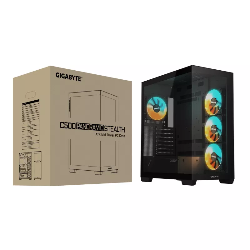 GIGABYTE C500 PANORAMIC STEALTH Midi Tower Czarny