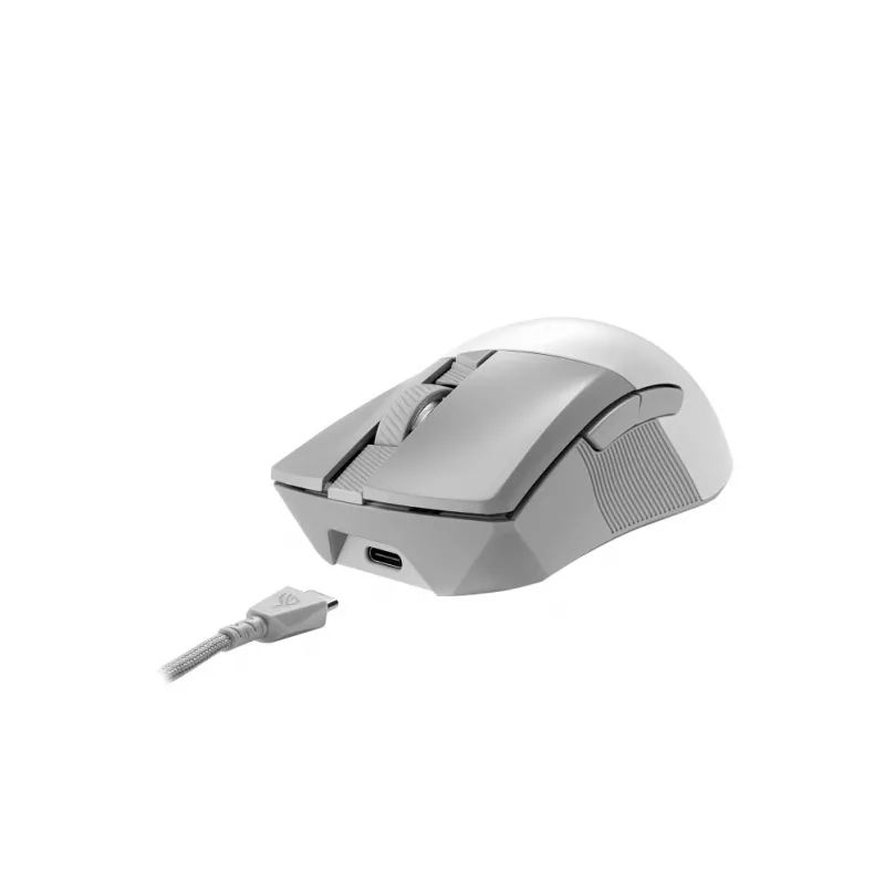 Mysz ASUS ROG Gladius III Wireless Aimpoint Biała, Gaming, Praworęczna, RF Wireless + Bluetooth + USB Type-A, Optyczna, 36000 DPI