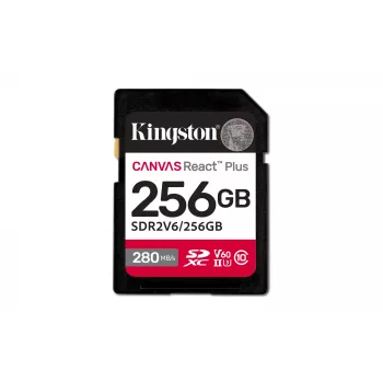 Kingston Technology 256GB Canvas React Plus SDXC UHS-II 280R/150W U3 V60 do Full HD/4K