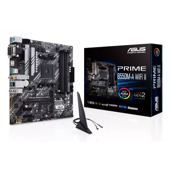 Płyta główna ASUS PRIME B550M-A WIFI II micro ATX — AMD B550, Socket AM4, DDR4, 4 DIMM, Wi‑Fi 6, Bluetooth 5.2, 2x M.2, HDMI 2.1