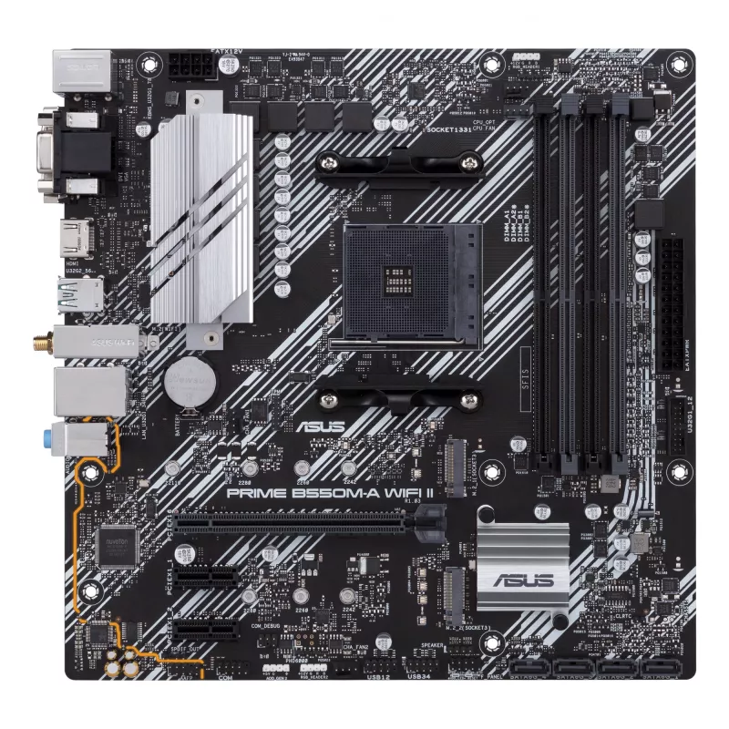 Płyta główna ASUS PRIME B550M-A WIFI II micro ATX — AMD B550, Socket AM4, DDR4, 4 DIMM, Wi‑Fi 6, Bluetooth 5.2, 2x M.2, HDMI 2.1