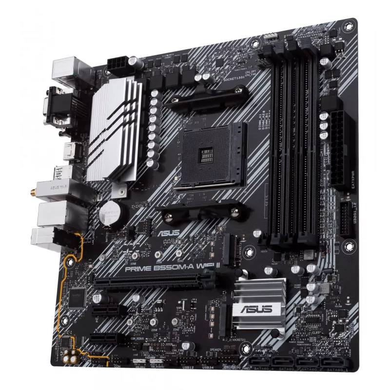Płyta główna ASUS PRIME B550M-A WIFI II micro ATX — AMD B550, Socket AM4, DDR4, 4 DIMM, Wi‑Fi 6, Bluetooth 5.2, 2x M.2, HDMI 2.1