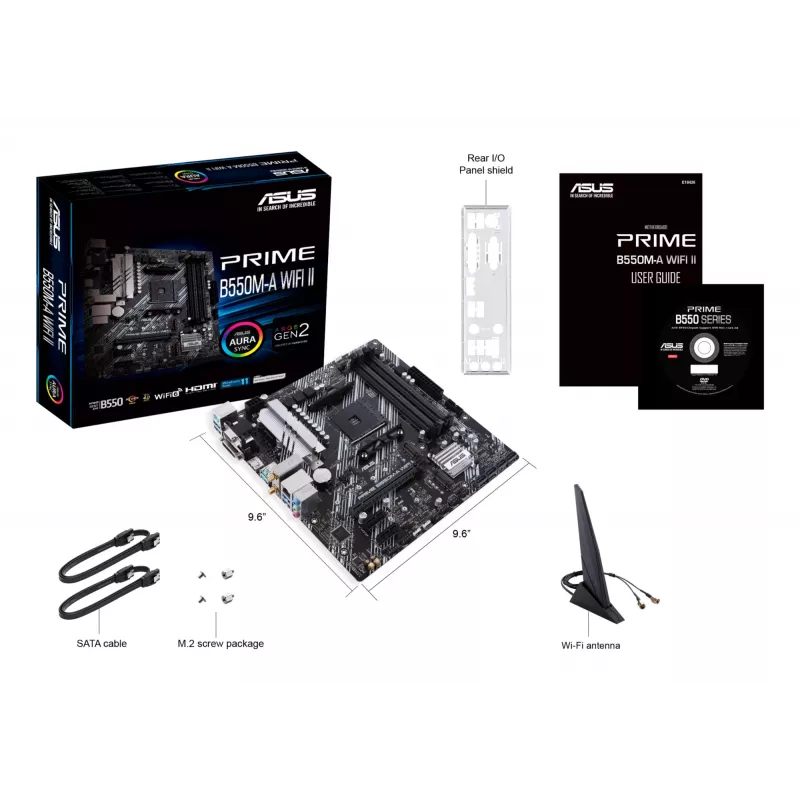 Płyta główna ASUS PRIME B550M-A WIFI II micro ATX — AMD B550, Socket AM4, DDR4, 4 DIMM, Wi‑Fi 6, Bluetooth 5.2, 2x M.2, HDMI 2.1