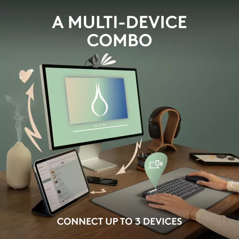 Logitech Pebble 2 Combo Bezprzewodowa Klawiatura i Mysz Różowa QWERTY