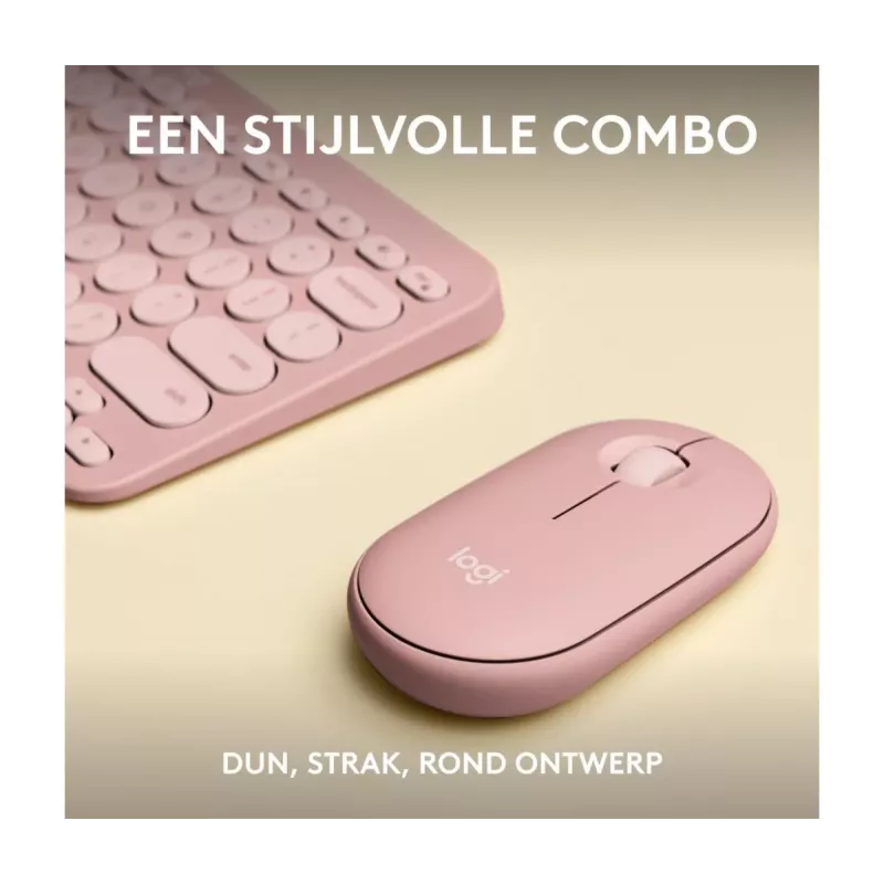 Logitech Pebble 2 Combo Bezprzewodowa Klawiatura i Mysz Różowa QWERTY