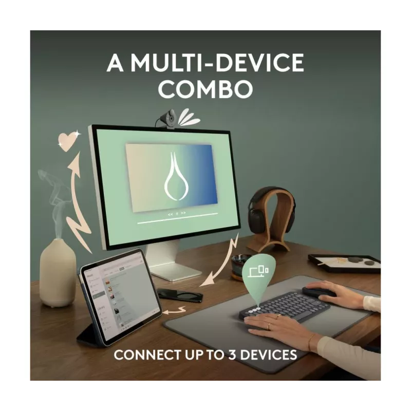 Logitech Pebble 2 Combo Bezprzewodowa Klawiatura i Mysz Różowa QWERTY
