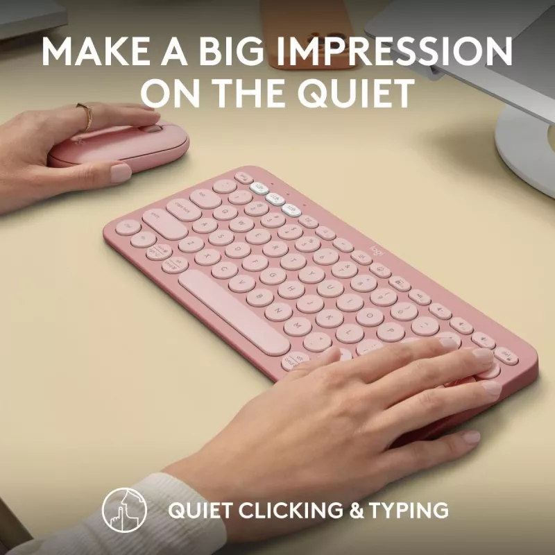 Logitech Pebble 2 Combo Bezprzewodowa Klawiatura i Mysz Różowa QWERTY