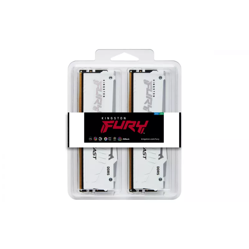 Kingston Technology FURY Beast 32GB 6000MT/s DDR5 CL36 DIMM (Kit of 2) Biały RGB EXPO