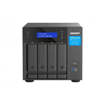 QNAP TVS-H474 NAS Tower Intel® Pentium® G7400 8 GB DDR4 0 TB QuTS hero Czarny