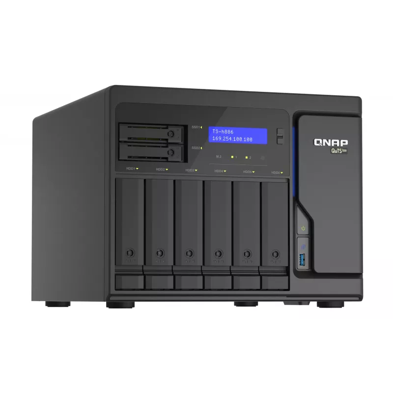 QNAP TS-h886 NAS Tower Intel® Xeon® D D-1602 8 GB DDR4 0 TB QuTS hero Czarny