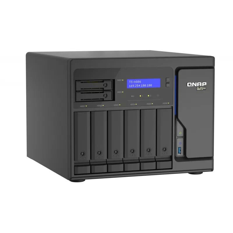 QNAP TS-h886 NAS Tower Intel® Xeon® D D-1602 8 GB DDR4 0 TB QuTS hero Czarny