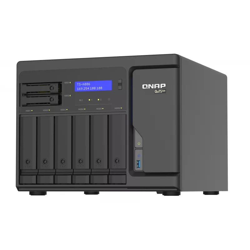 QNAP TS-h886 NAS Tower Intel® Xeon® D D-1602 8 GB DDR4 0 TB QuTS hero Czarny