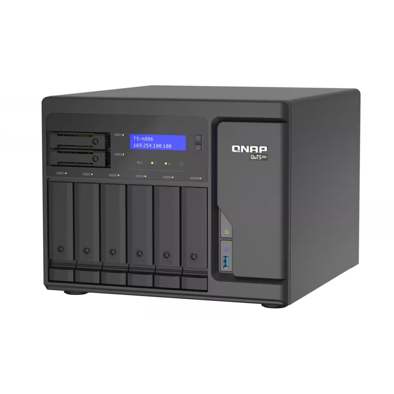 QNAP TS-h886 NAS Tower Intel® Xeon® D D-1602 8 GB DDR4 0 TB QuTS hero Czarny