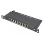 DIGITUS Patch Panel CAT6A ekranowany, 8 portów 1/2U, montaż w szafie 10 cali, czarny RAL 9005